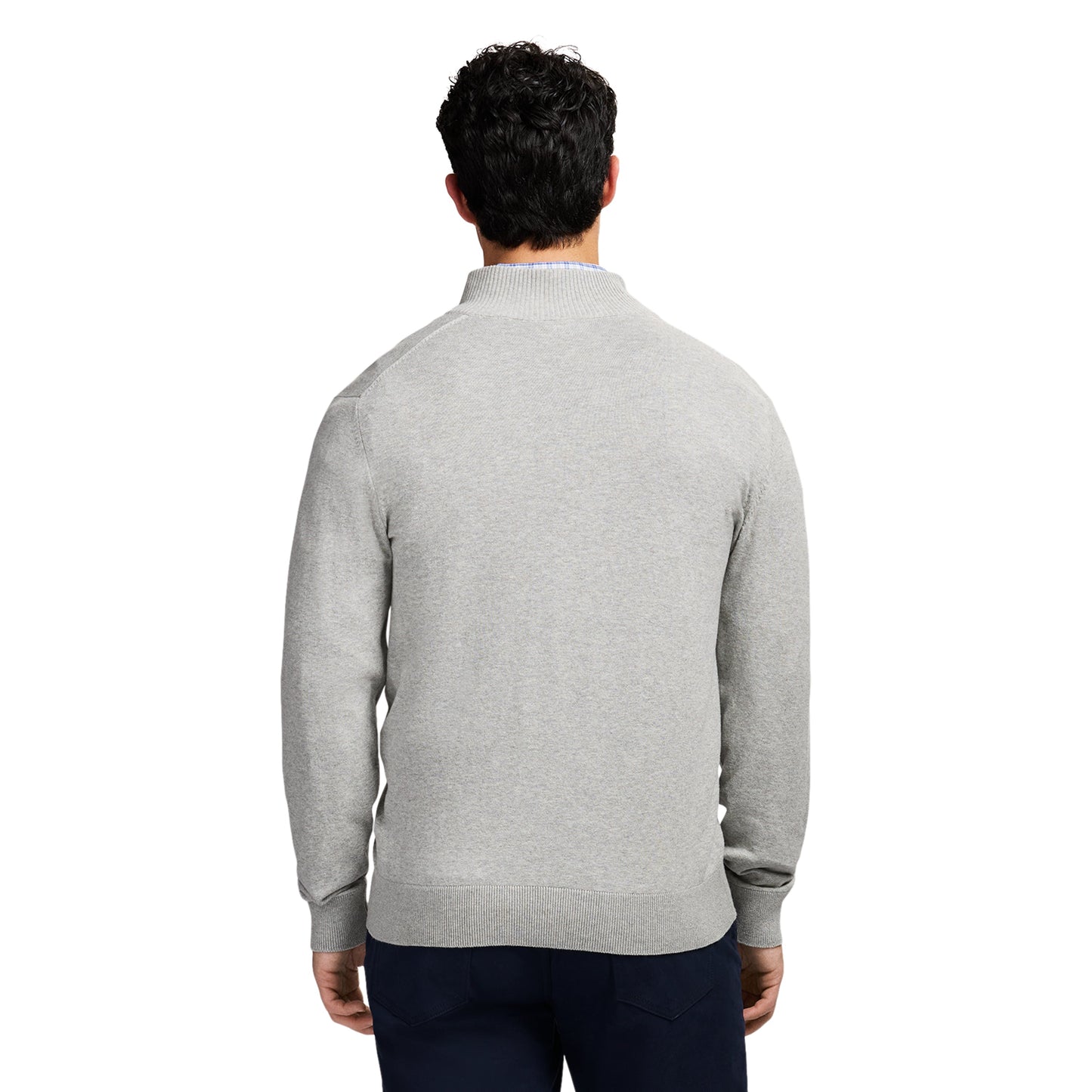Izod Fine Gauge Quarter Zip Sweater - Lt Grey Hthr