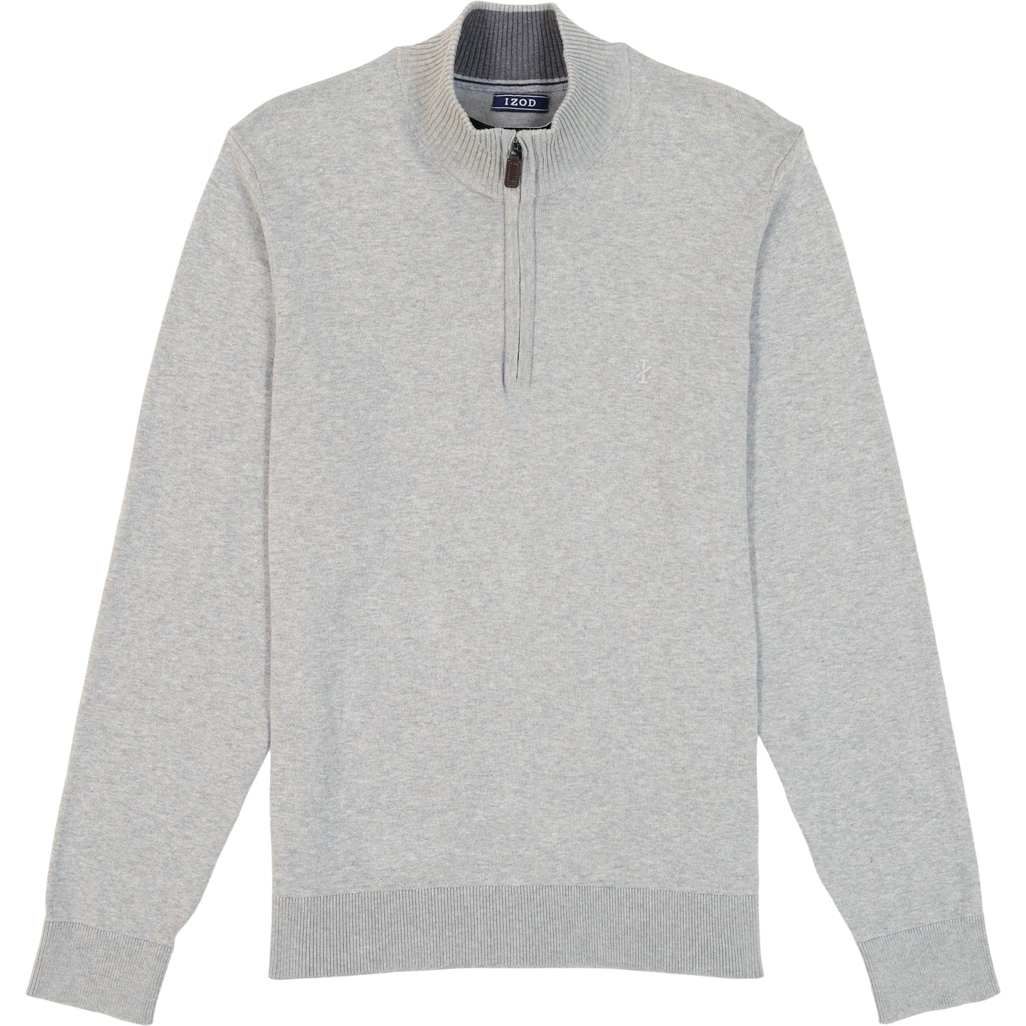 Izod Fine Gauge Quarter Zip Sweater - Lt Grey Hthr