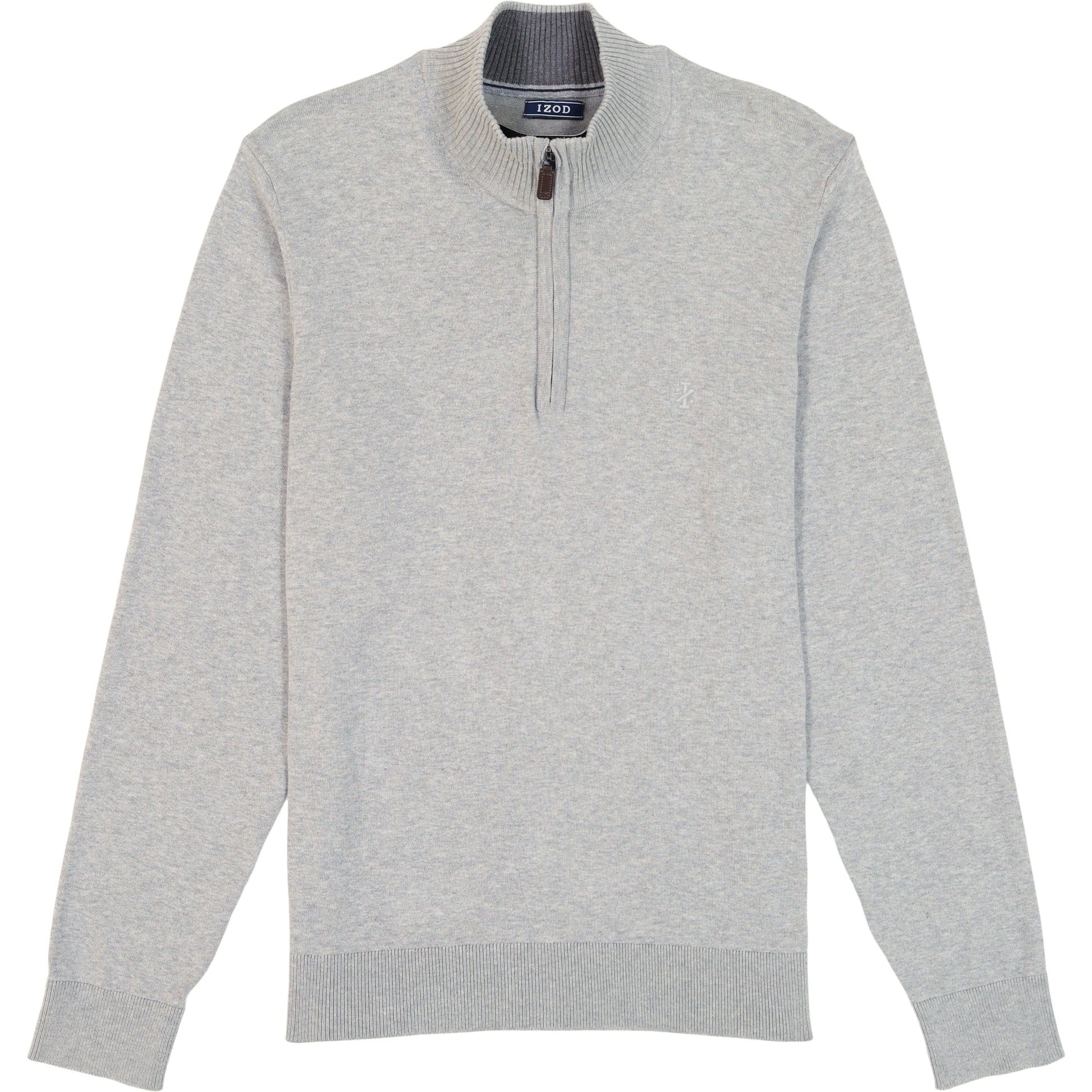 Izod Fine Gauge Quarter Zip Sweater - Lt Grey Hthr