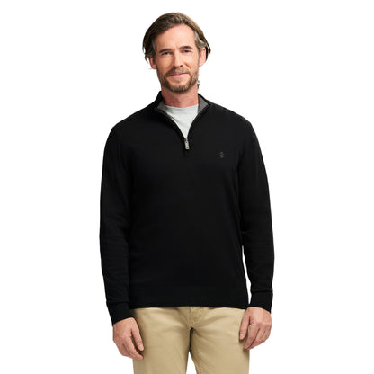 Izod Fine Gauge Quarter Zip Sweater - Black