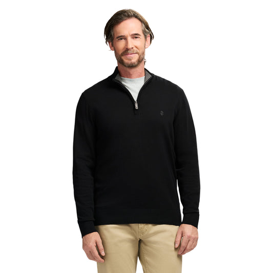 Izod Fine Gauge Quarter Zip Sweater - Black