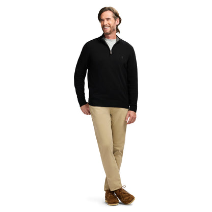 Izod Fine Gauge Quarter Zip Sweater - Black