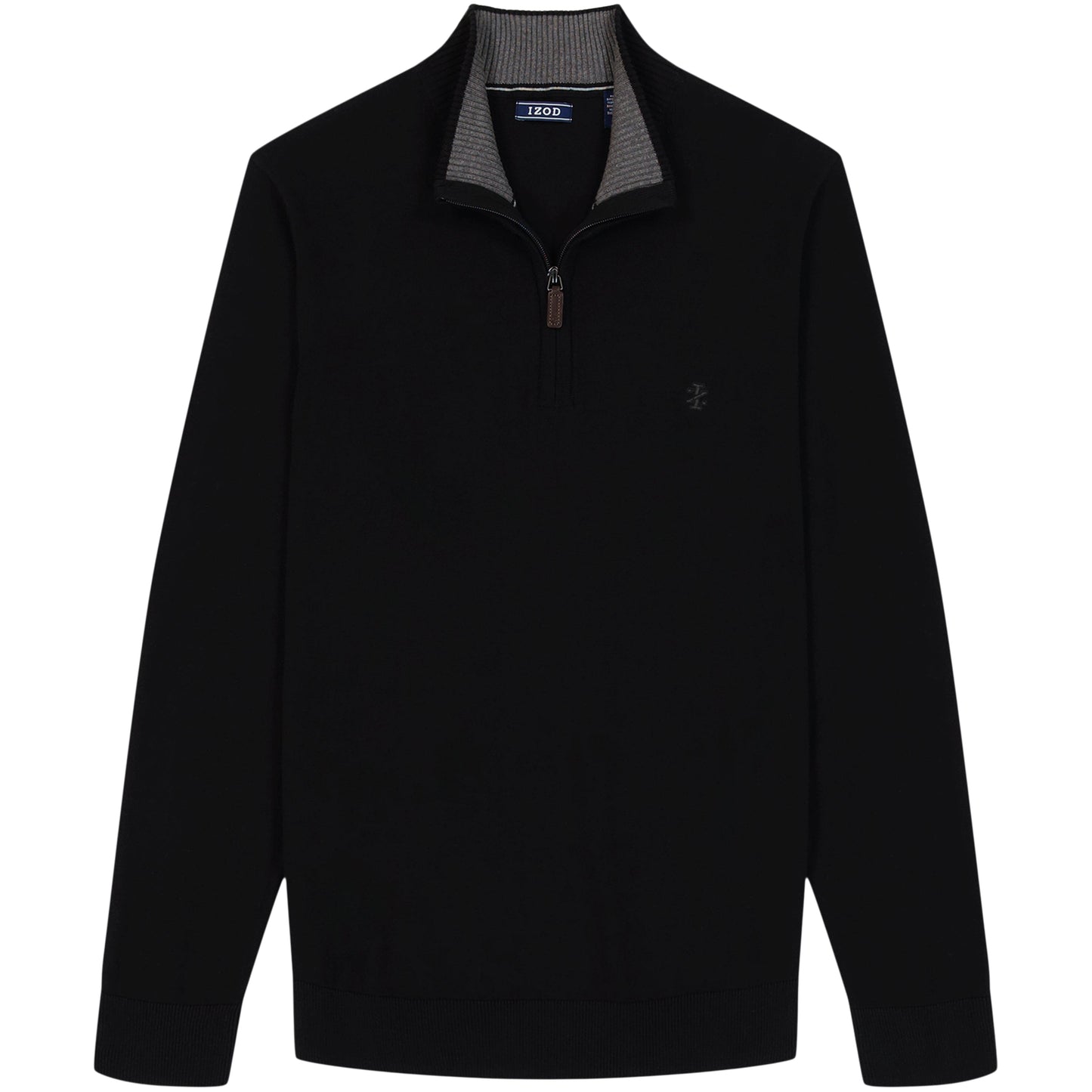 Izod Fine Gauge Quarter Zip Sweater - Black
