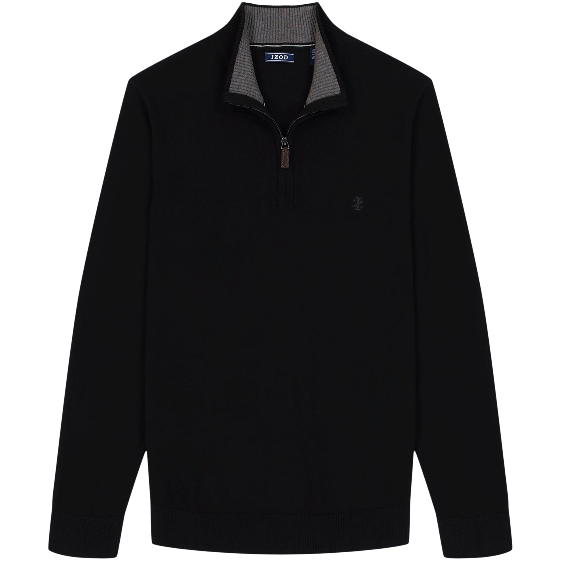 Izod Fine Gauge Quarter Zip Sweater - Black