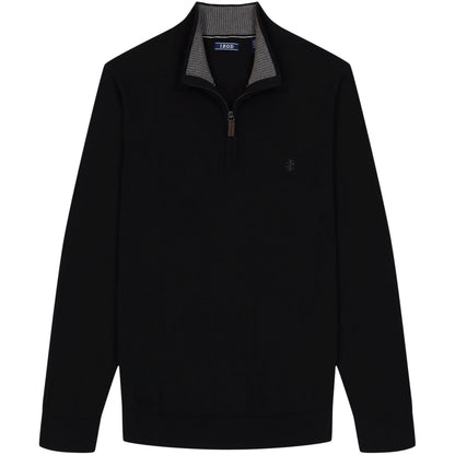 Izod Fine Gauge Quarter Zip Sweater - Black