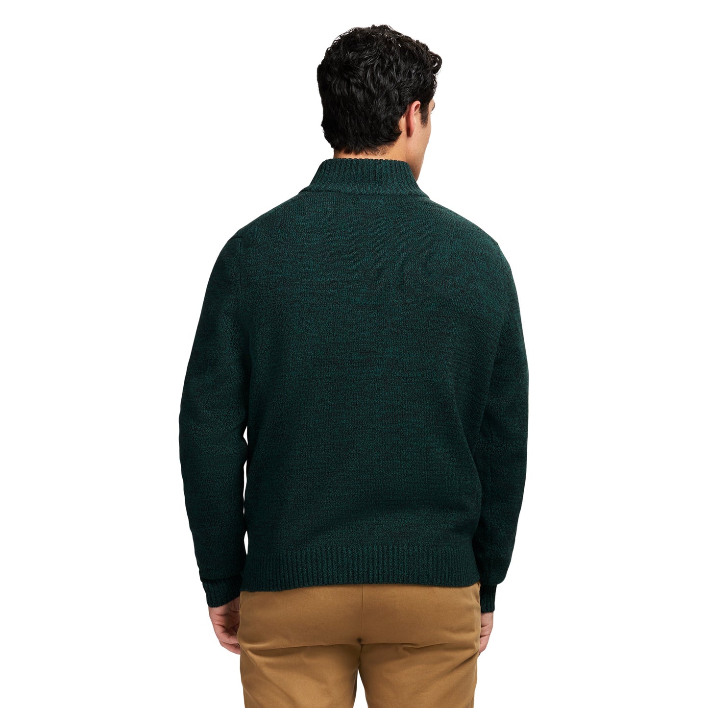 Izod Holiday Fairisle Quarter Zip Sweater - Rain Forest