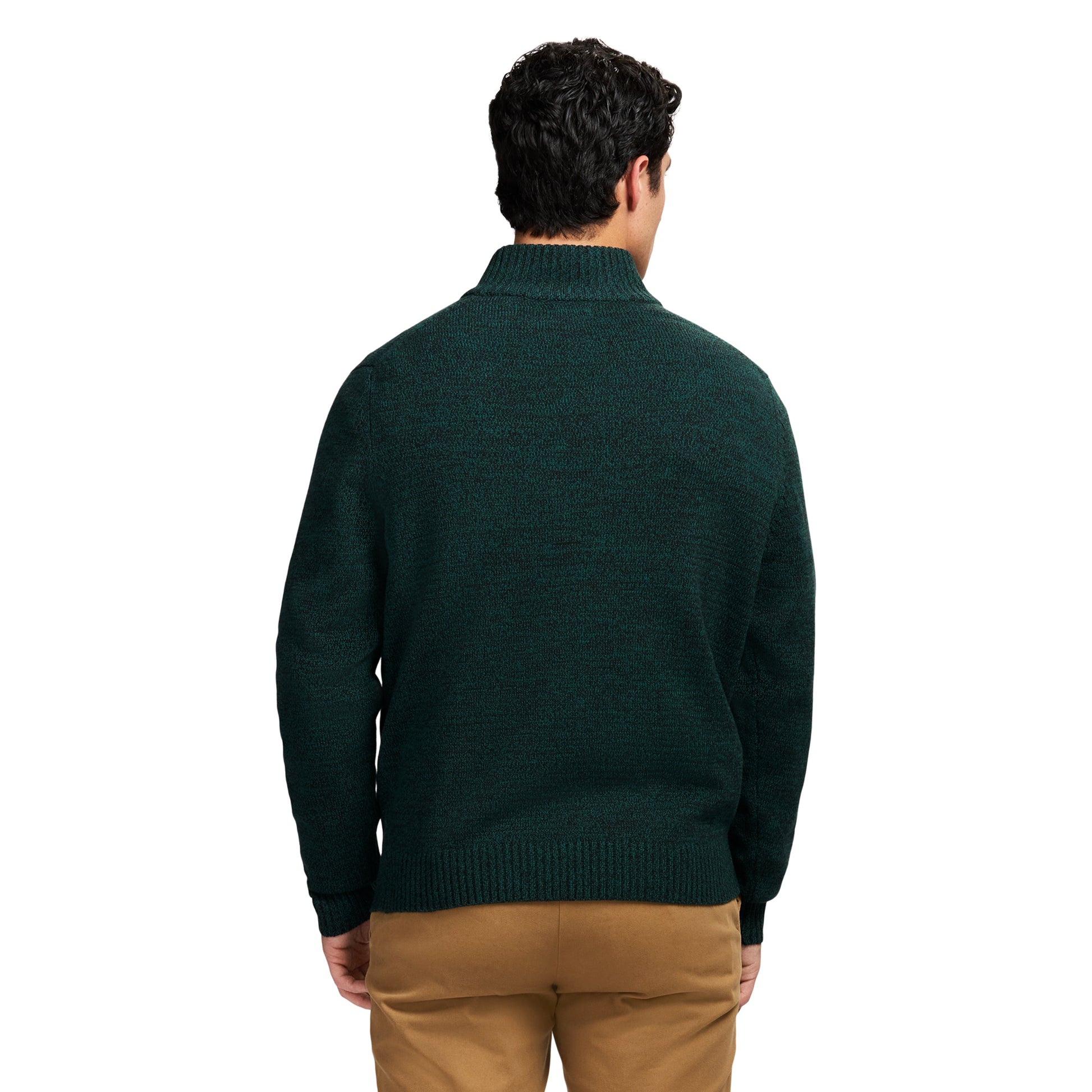 Izod Holiday Fairisle Quarter Zip Sweater - Rain Forest