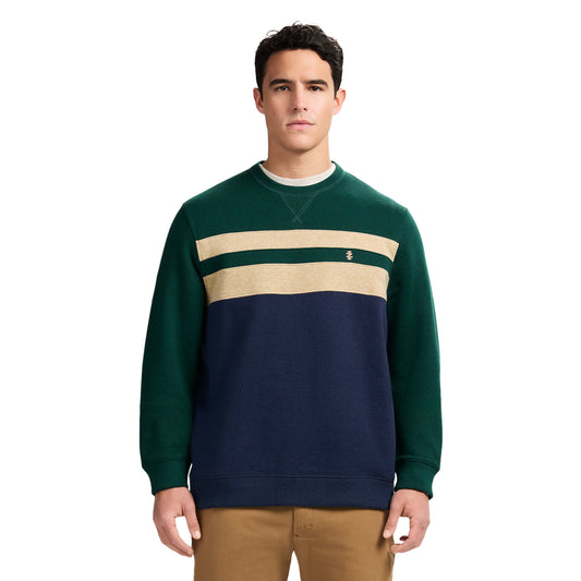 Izod Advantage Performance Colorblock Crewneck Fleece - Rain Forest