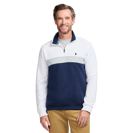 Izod Advantage Performance Colorblock Quarter Zip Fleece - Bright White