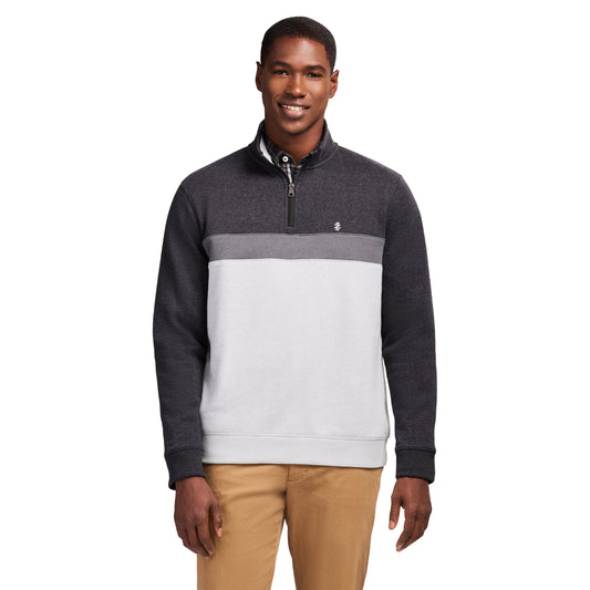 Izod Advantage Performance Colorblock Quarter Zip Fleece - Black