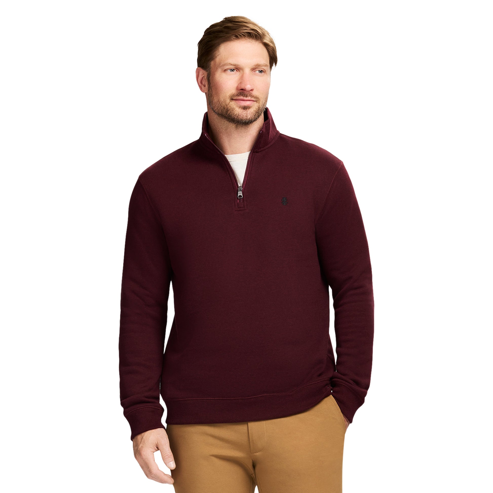 Izod Advantage Performance Quarter Zip Fleece - Velvet Maroon