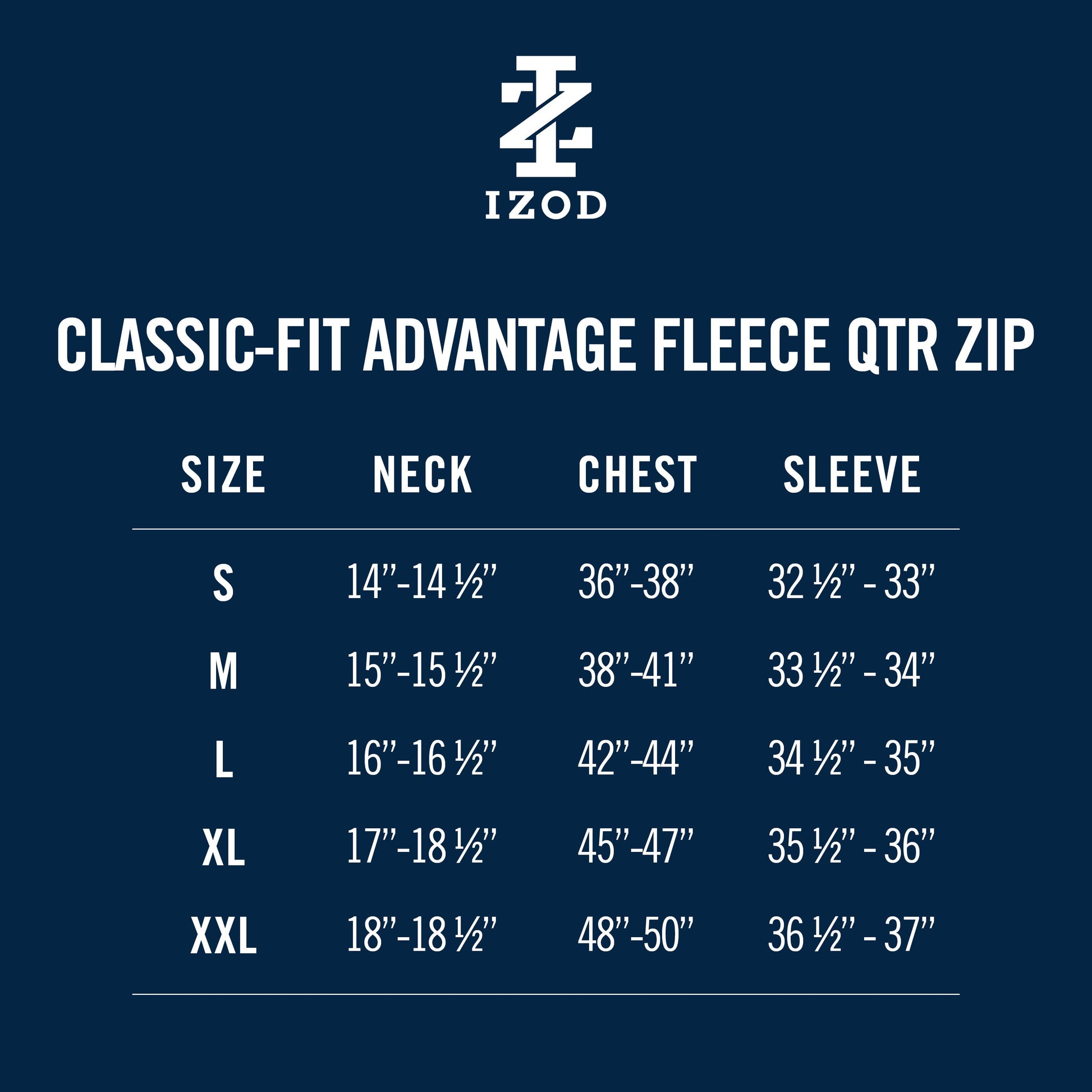 Izod Advantage Performance Quarter Zip Fleece - Navy Blazer