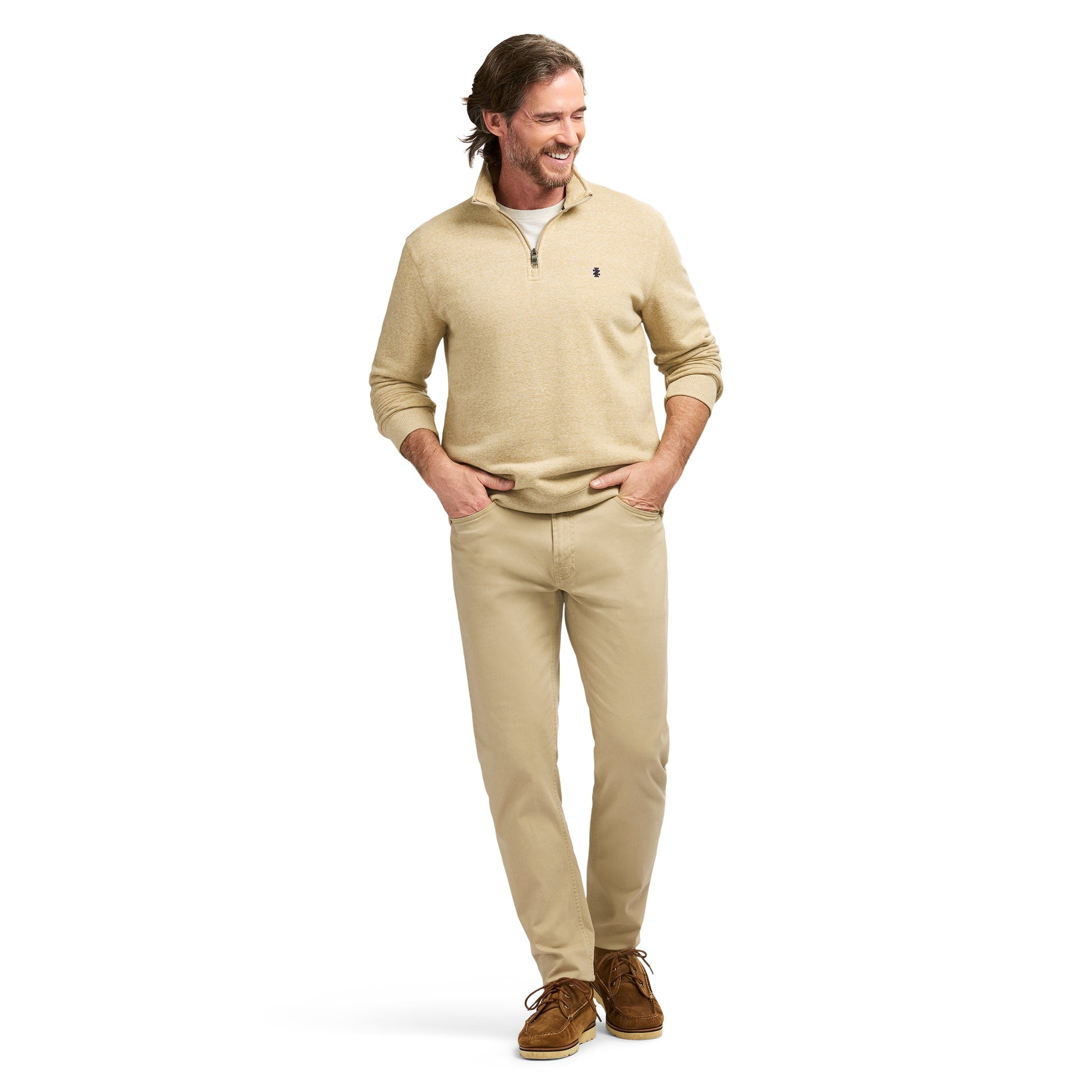 Izod Advantage Performance Quarter Zip Fleece - Camel Hthr