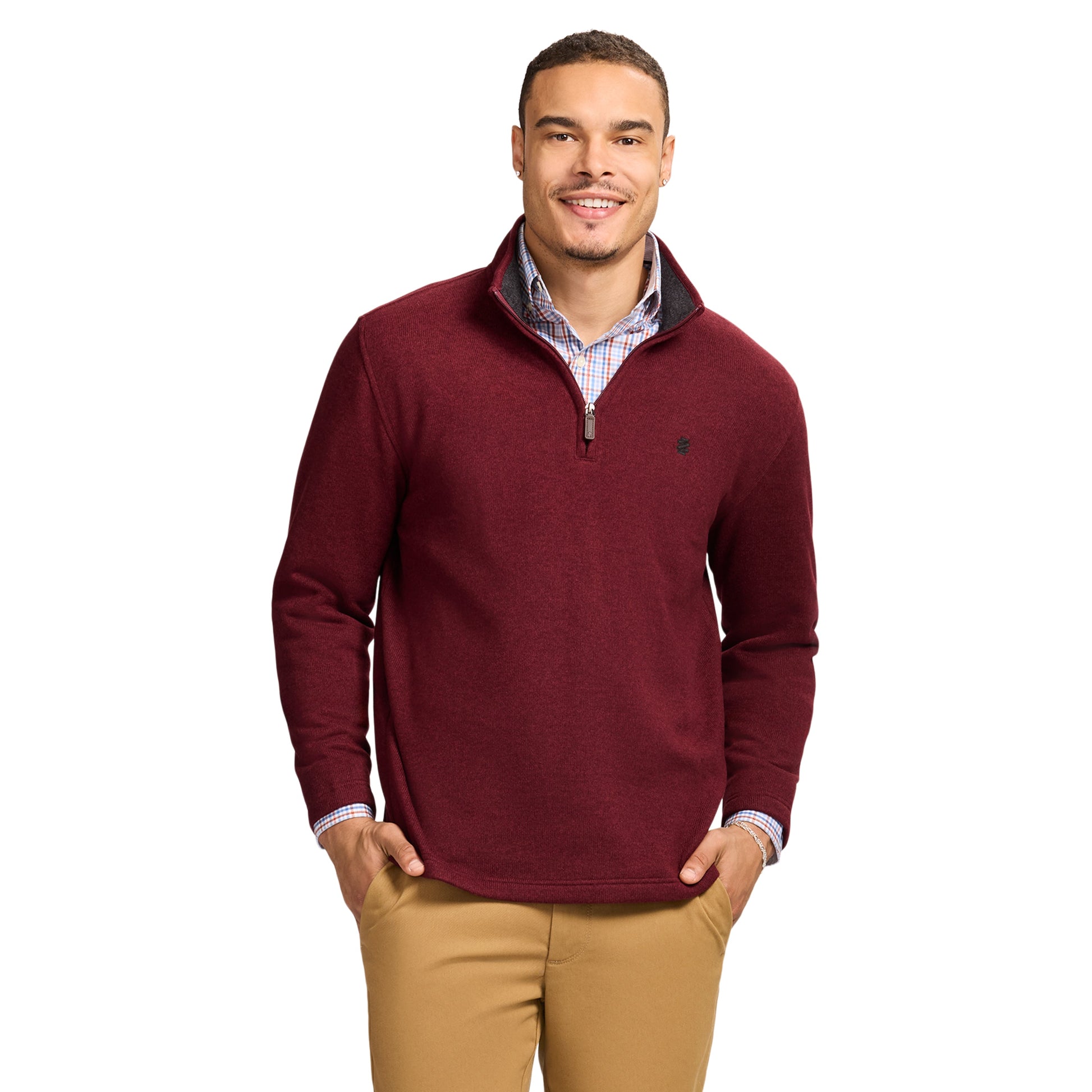 Izod Thermasoft Sweater Fleece Quarter Zip - Velvet Maroon
