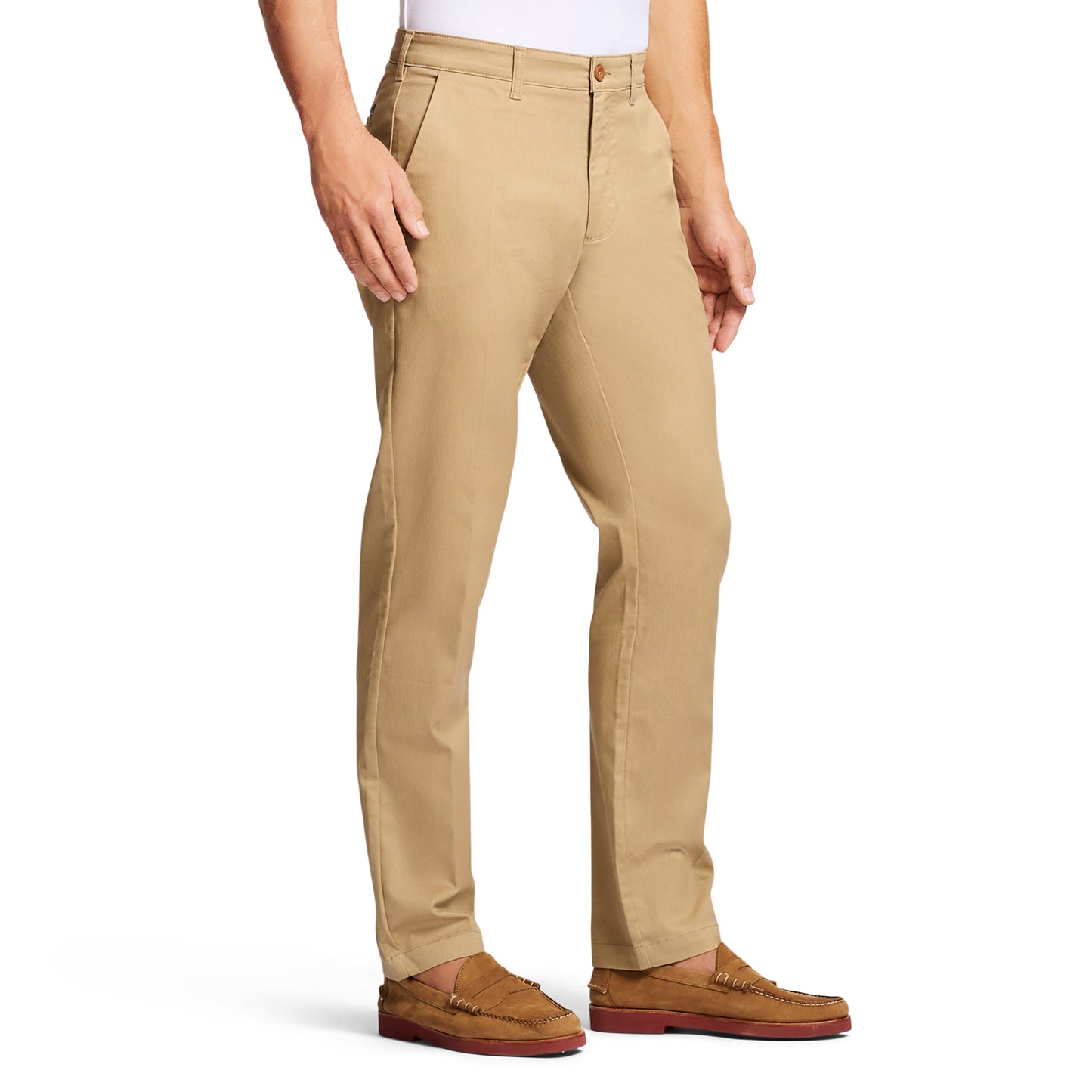 Izod Performance Stretch Flat-Front Straight Fit Chino Pants - Cedarwood Khaki