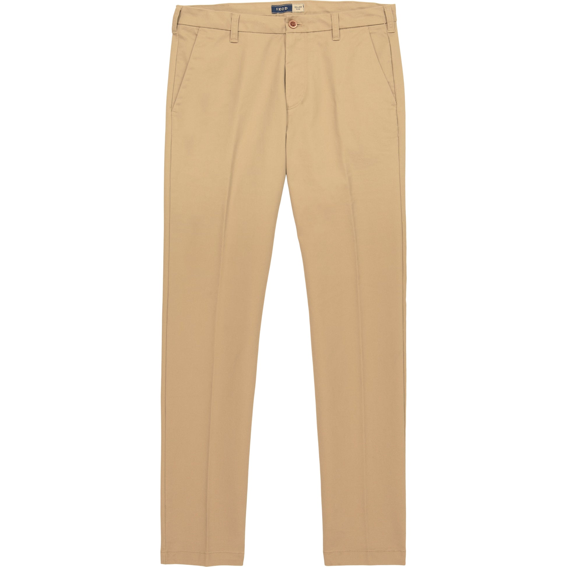 Izod Performance Stretch Flat-Front Straight Fit Chino Pants - Cedarwood Khaki