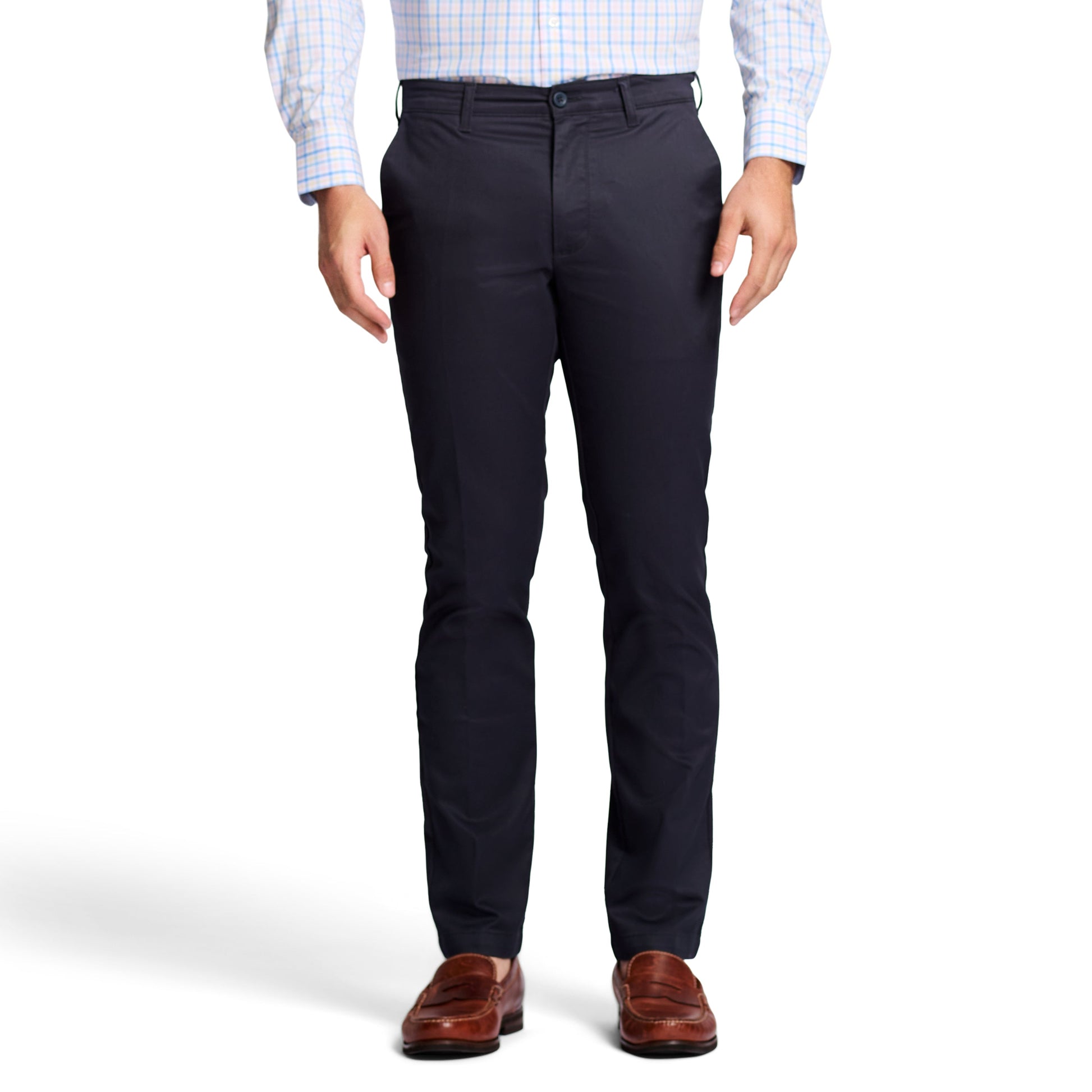 Izod Performance Stretch Flat-Front Straight Fit Chino Pants - Navy