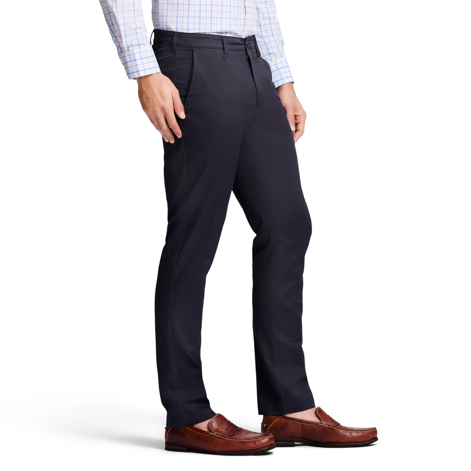 Izod Performance Stretch Flat-Front Straight Fit Chino Pants - Navy