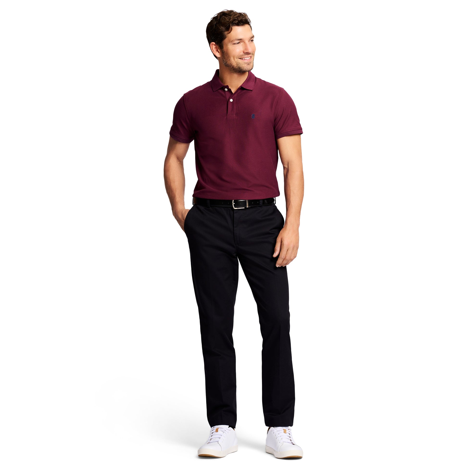 Izod American Chino Flat-Front Straight Fit Pant - Black