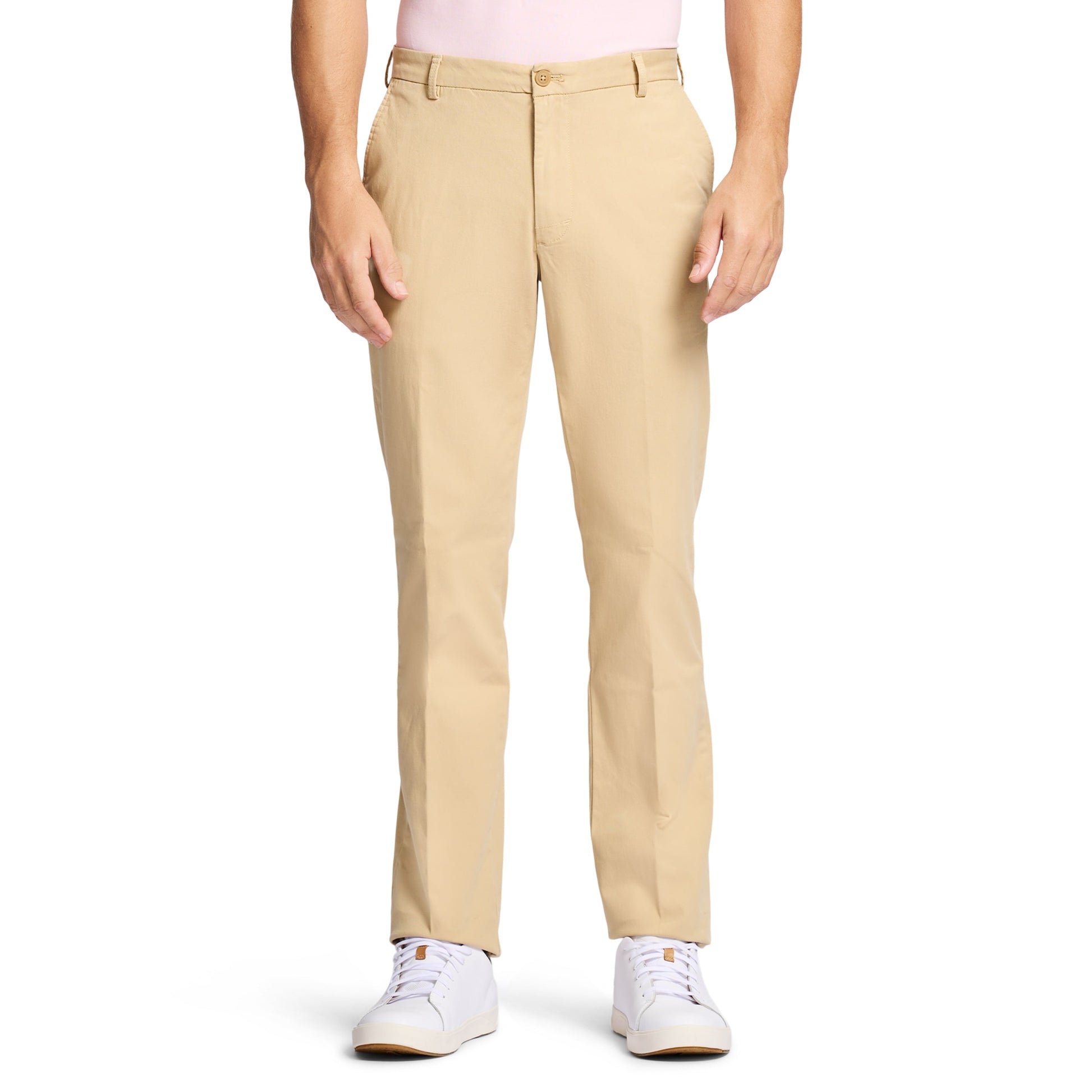 Izod Saltwater Stretch Flat-Front Straight Fit Chino Pant - Pale Khaki