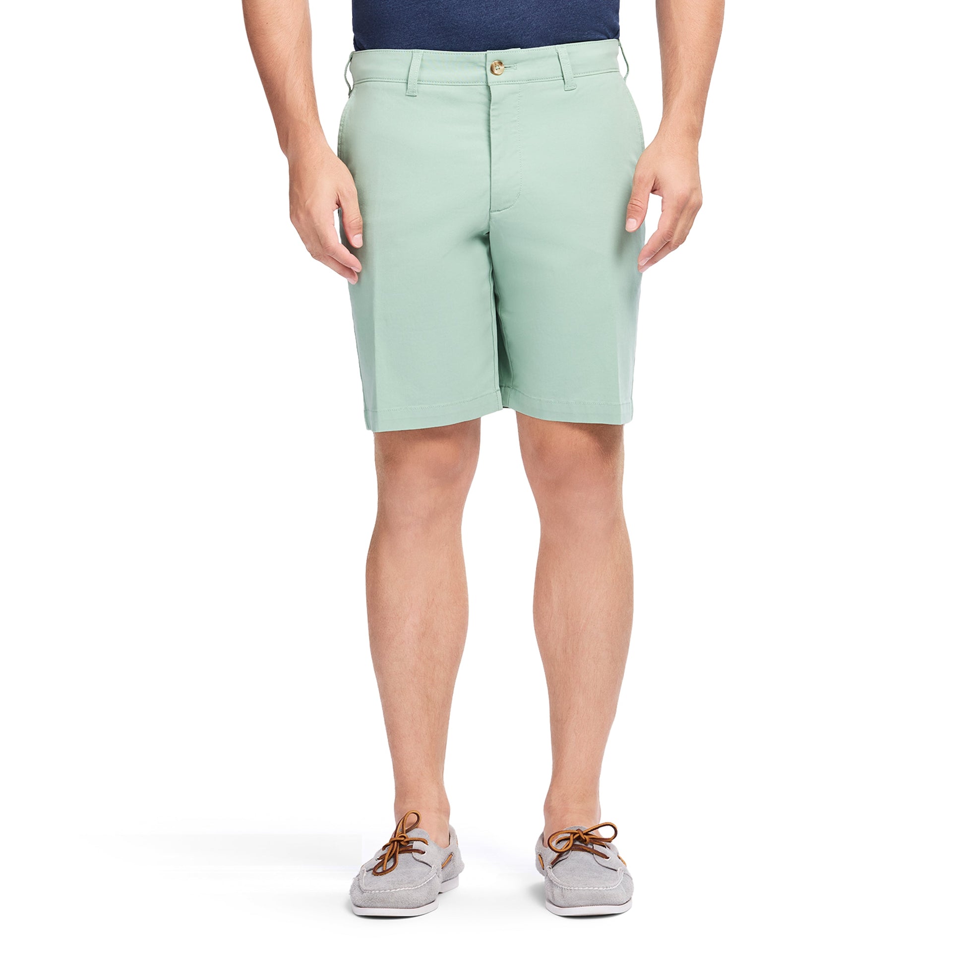 Izod SALTWATER 9.5" FLAT-FRONT CHINO SHORT - GRANITE GREEN