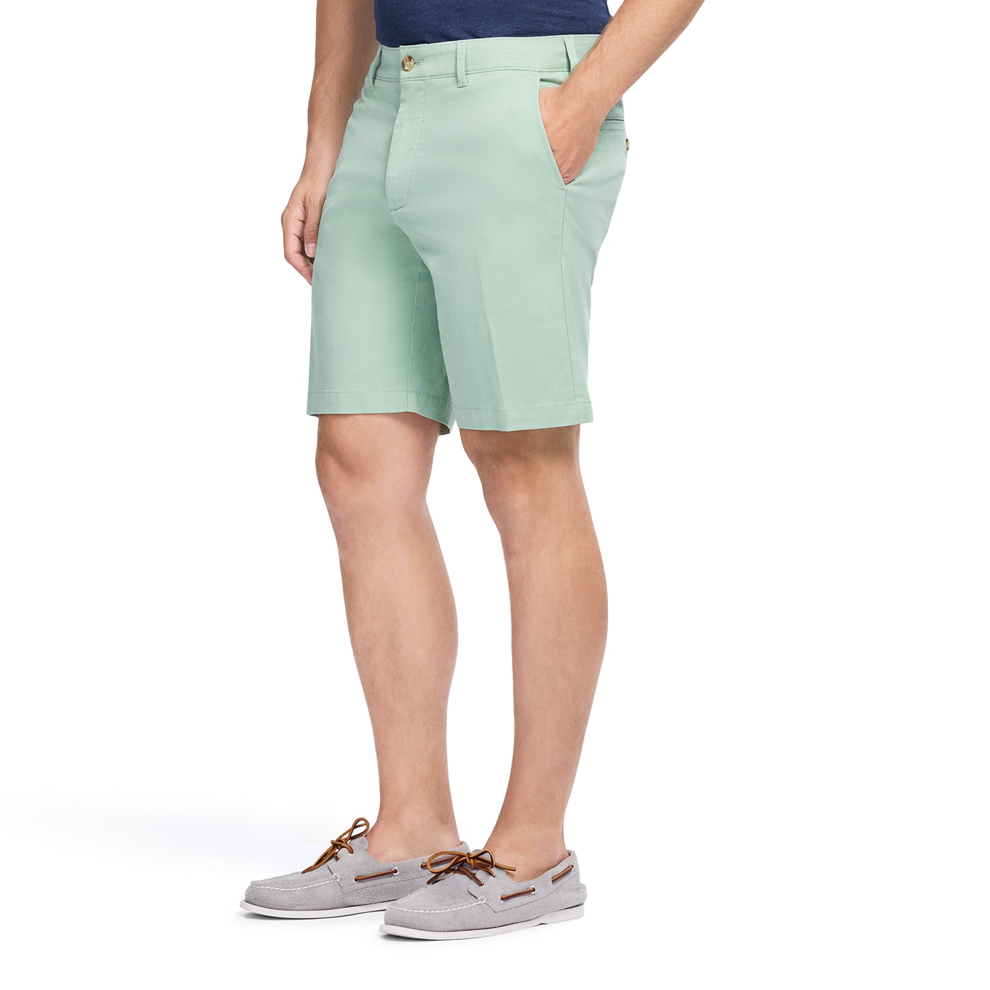 Izod SALTWATER 9.5" FLAT-FRONT CHINO SHORT - GRANITE GREEN