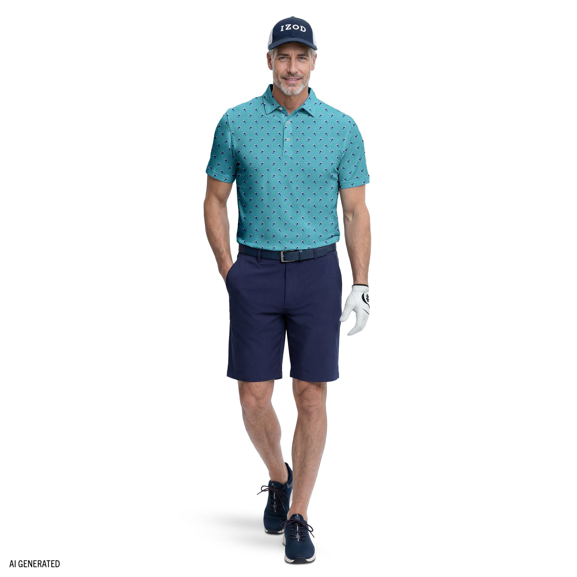 Izod GOLF SWINGFLEX DOBBY SHORT - MEDIEVAL BLUE HTHR