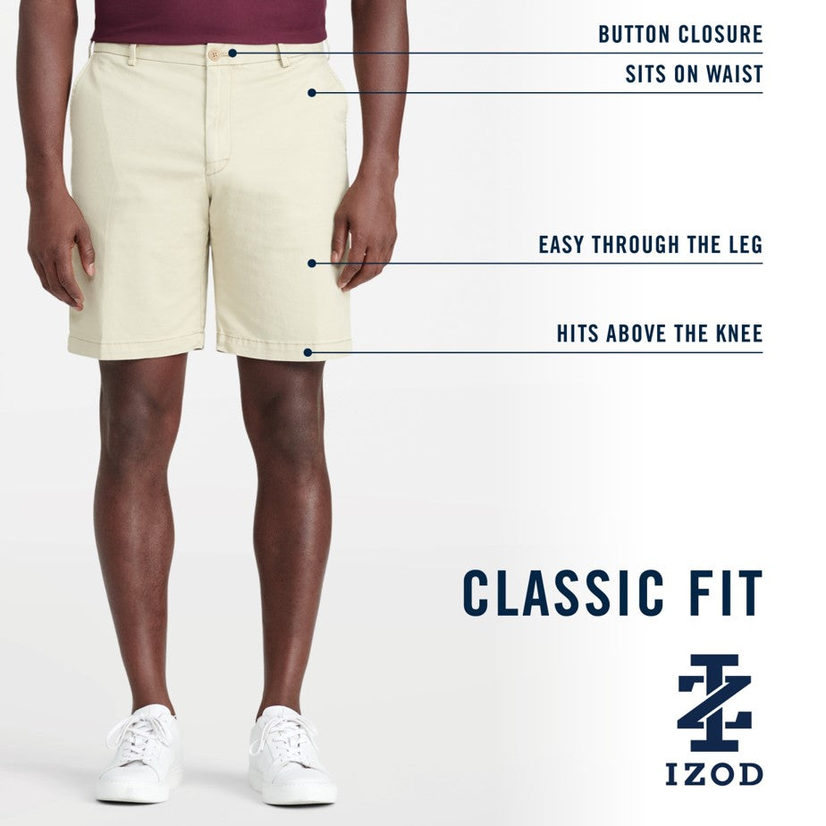 Izod SALTWATER 9.5" FLAT FRONT CHINO SHORT BRIGHT WHITE