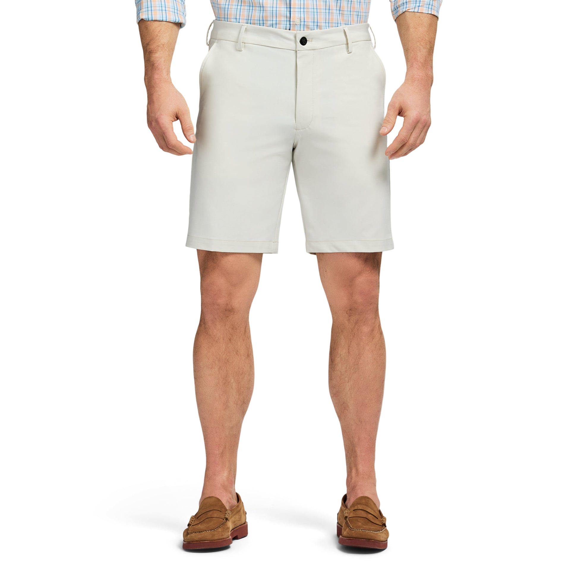 Izod Non-Iron Stretch Straight Fit Flat Front Traveler Short - Silver Birch Hthr