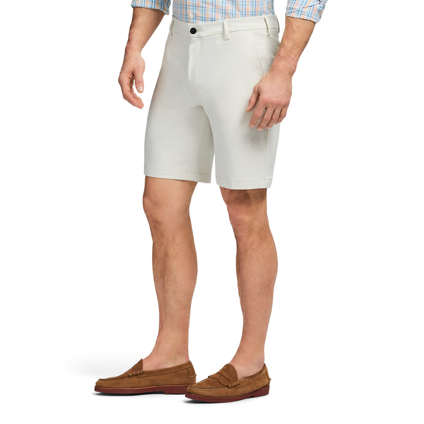 Izod Non-Iron Stretch Straight Fit Flat Front Traveler Short - Silver Birch Hthr