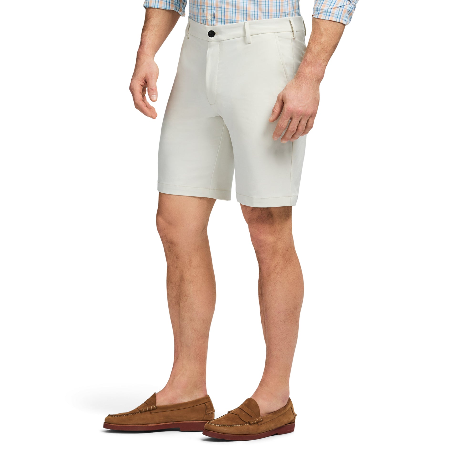 Izod Non-Iron Stretch Straight Fit Flat Front Traveler Short - Silver Birch Hthr