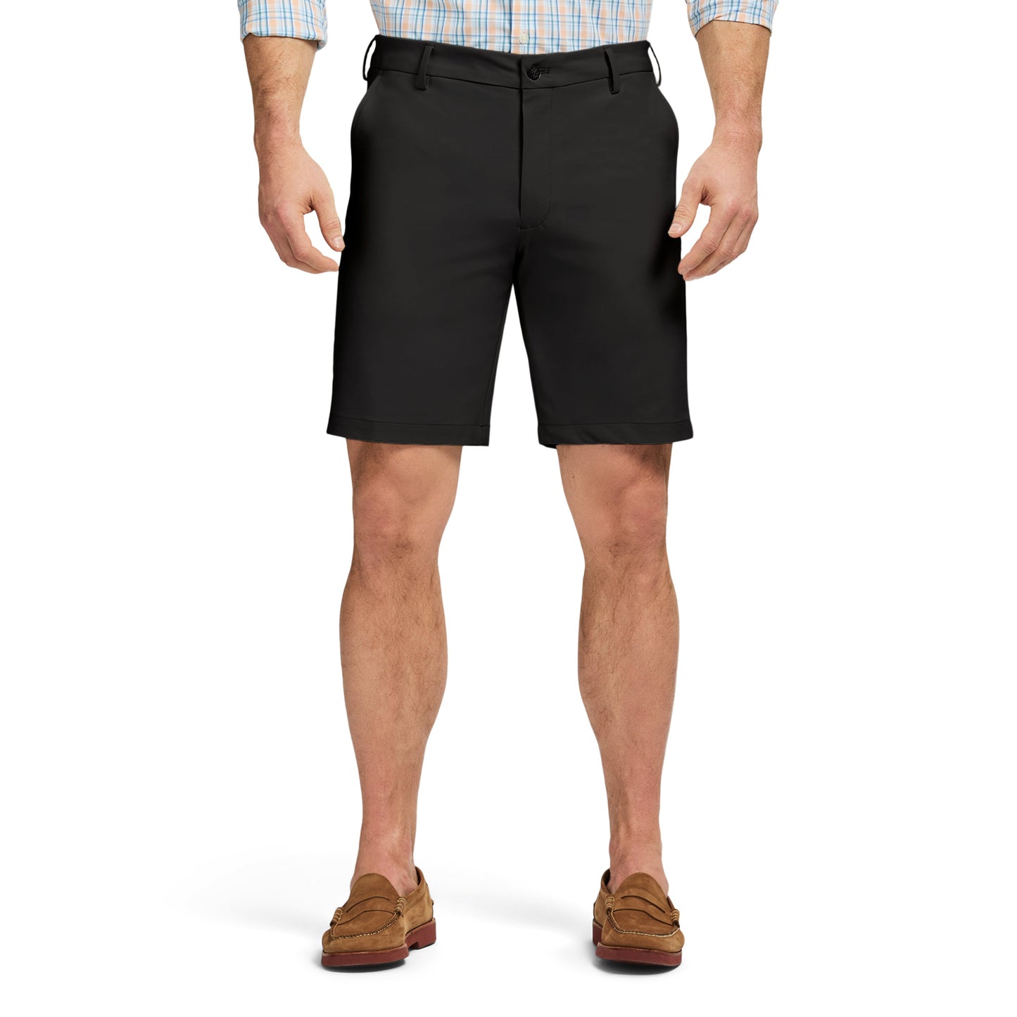 Izod Non-Iron Stretch Straight Fit Flat Front Traveler Short - Black