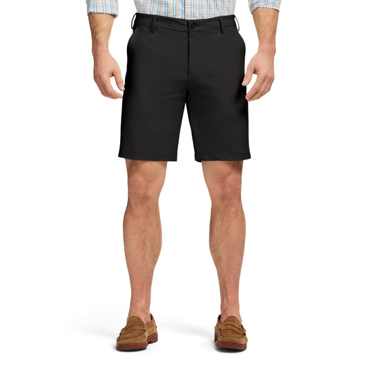 Izod Non-Iron Stretch Straight Fit Flat Front Traveler Short - Black