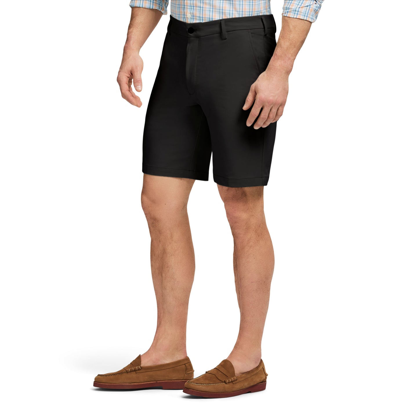 Izod Non-Iron Stretch Straight Fit Flat Front Traveler Short - Black