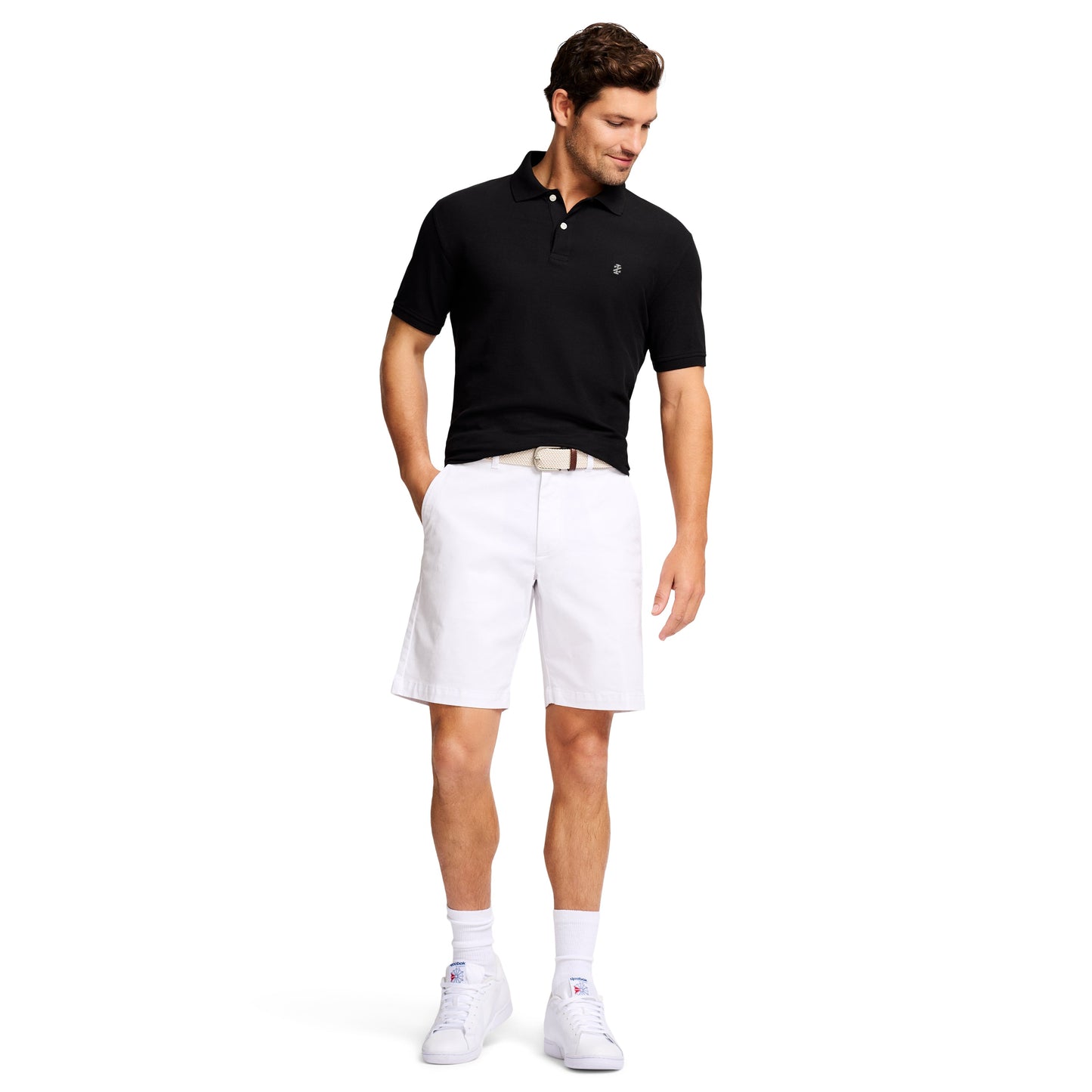 Izod SALTWATER 9.5" FLAT FRONT CHINO SHORT BRIGHT WHITE
