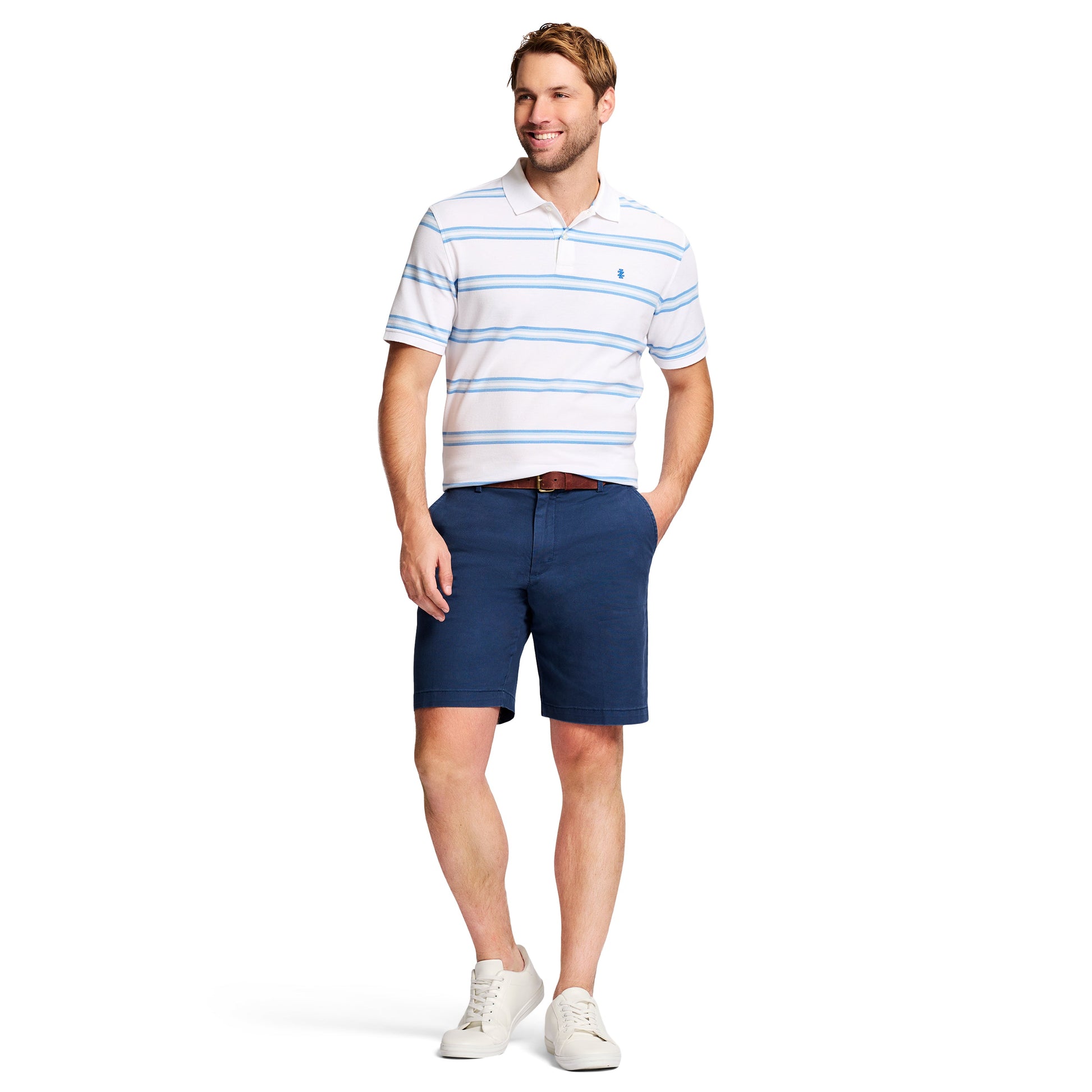 Izod Saltwater 9.5" Flat Front Chino Short - Cadet Navy