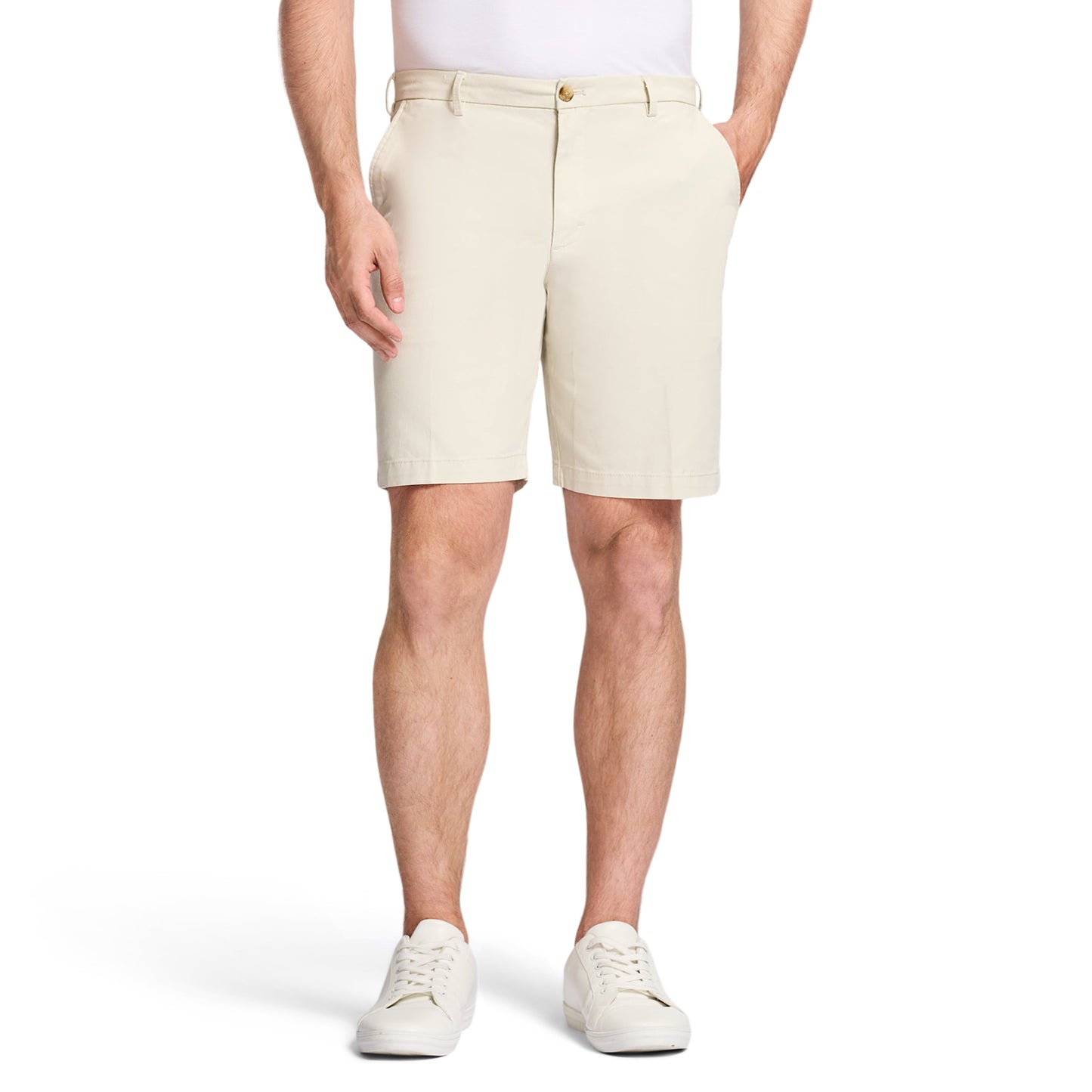 Izod Saltwater 9.5" Flat Front Chino Short - Silver Birch