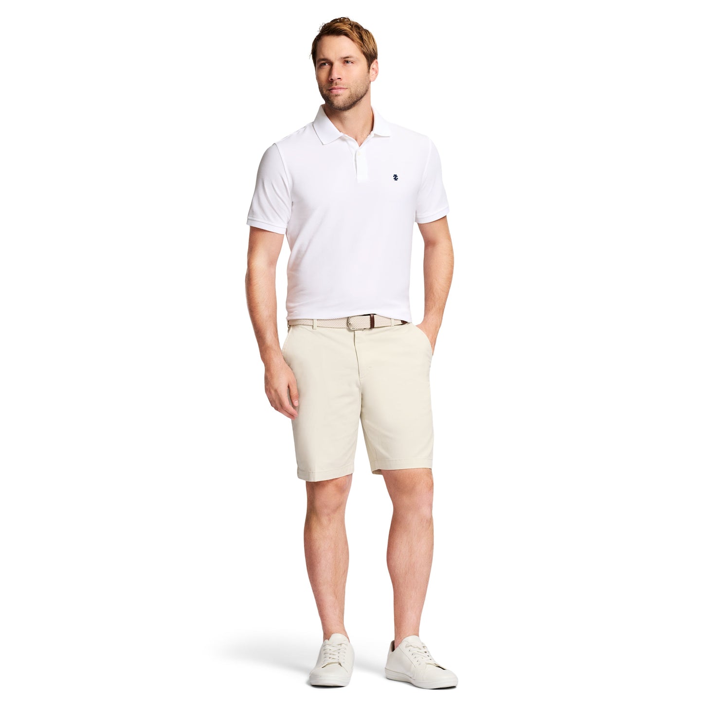 Izod Saltwater 9.5" Flat Front Chino Short - Silver Birch