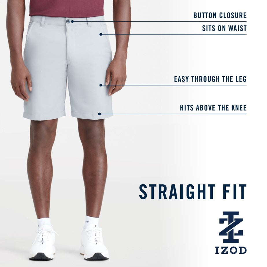 Izod Golf 9.5" Micro Poly Classic Fit Short - Silver Nickel