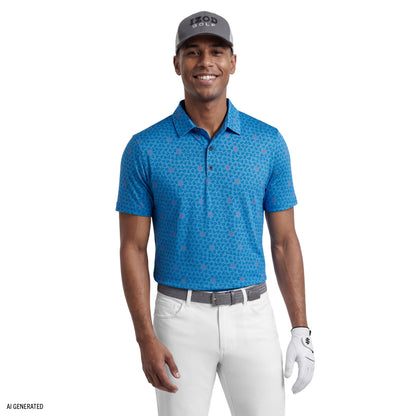 Izod GOLF SWINGFLEX ELITE SHORT SLEEVE PRINTED POLO - REGATTA