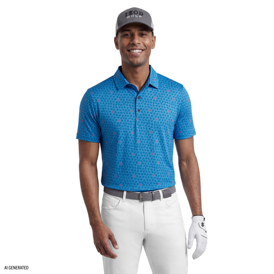 Izod GOLF SWINGFLEX ELITE SHORT SLEEVE PRINTED POLO - REGATTA