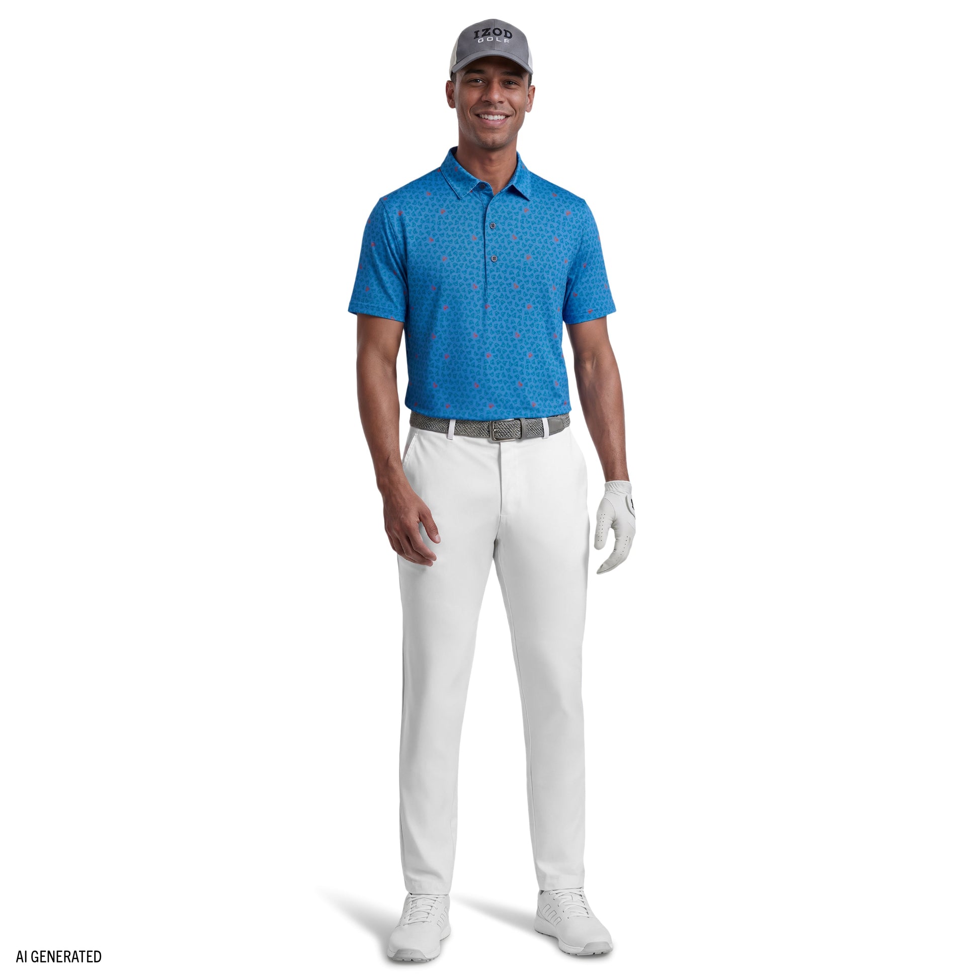 Izod GOLF SWINGFLEX ELITE SHORT SLEEVE PRINTED POLO - REGATTA