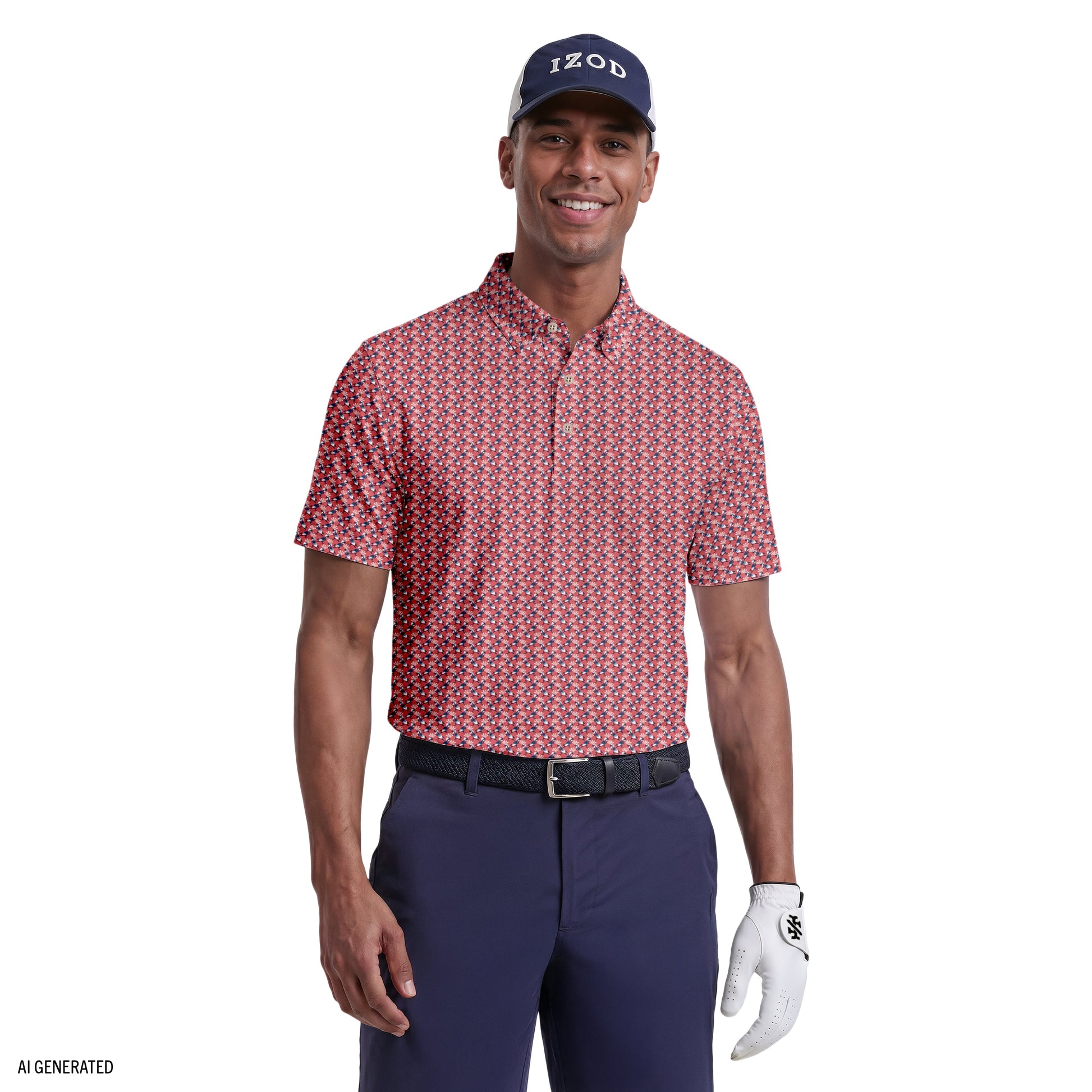 Izod GOLF SWINGFLEX ELITE SHORT SLEEVE PRINTED POLO - GARNET