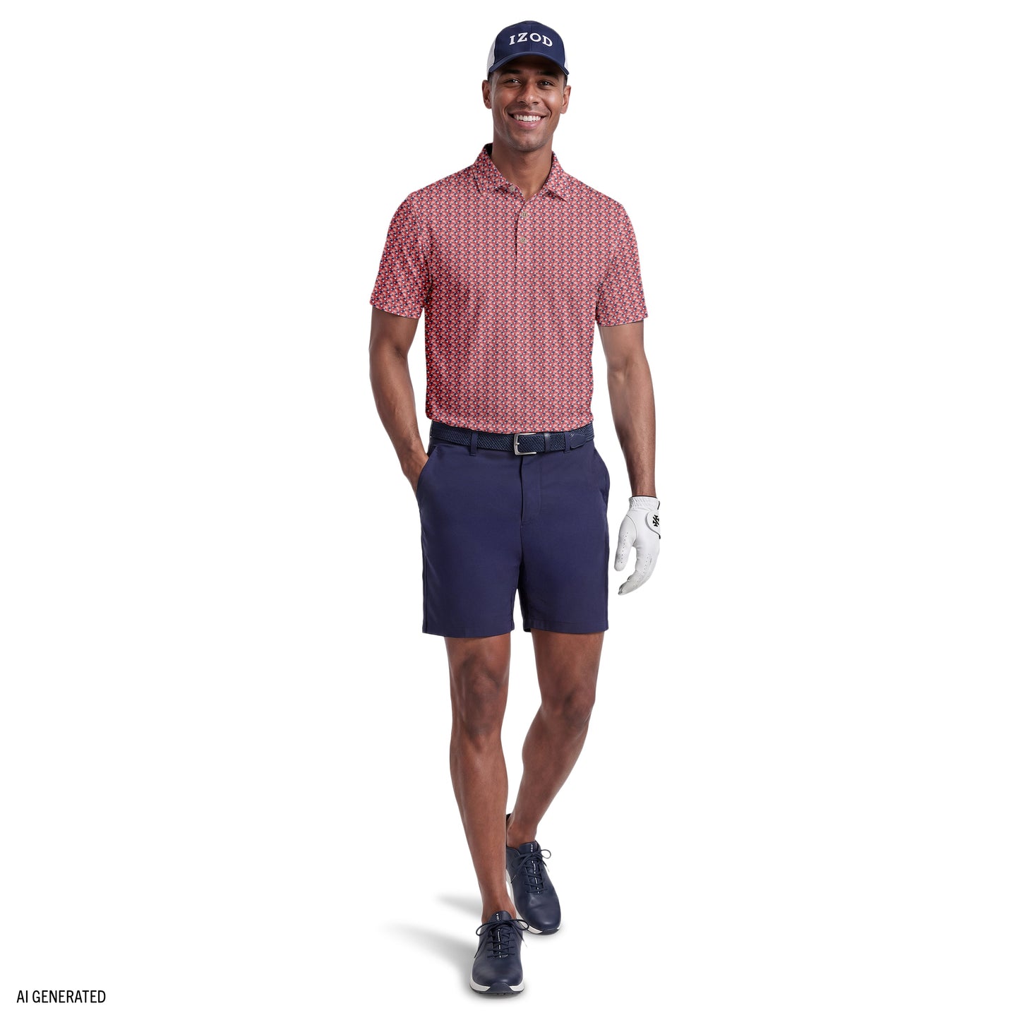 Izod GOLF SWINGFLEX ELITE SHORT SLEEVE PRINTED POLO - GARNET