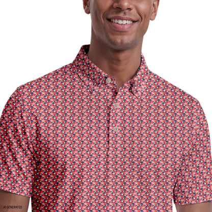 Izod GOLF SWINGFLEX ELITE SHORT SLEEVE PRINTED POLO - GARNET