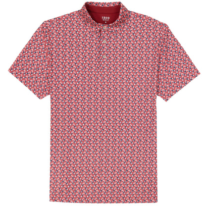 Izod GOLF SWINGFLEX ELITE SHORT SLEEVE PRINTED POLO - GARNET