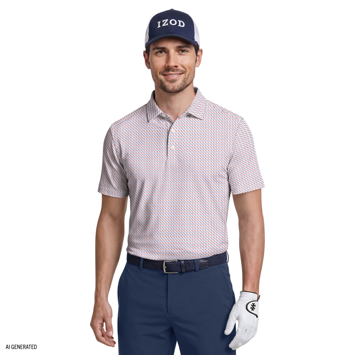 Izod GOLF SWINGFLEX ELITE SHORT SLEEVE PRINTED POLO - BRIGHT WHITE