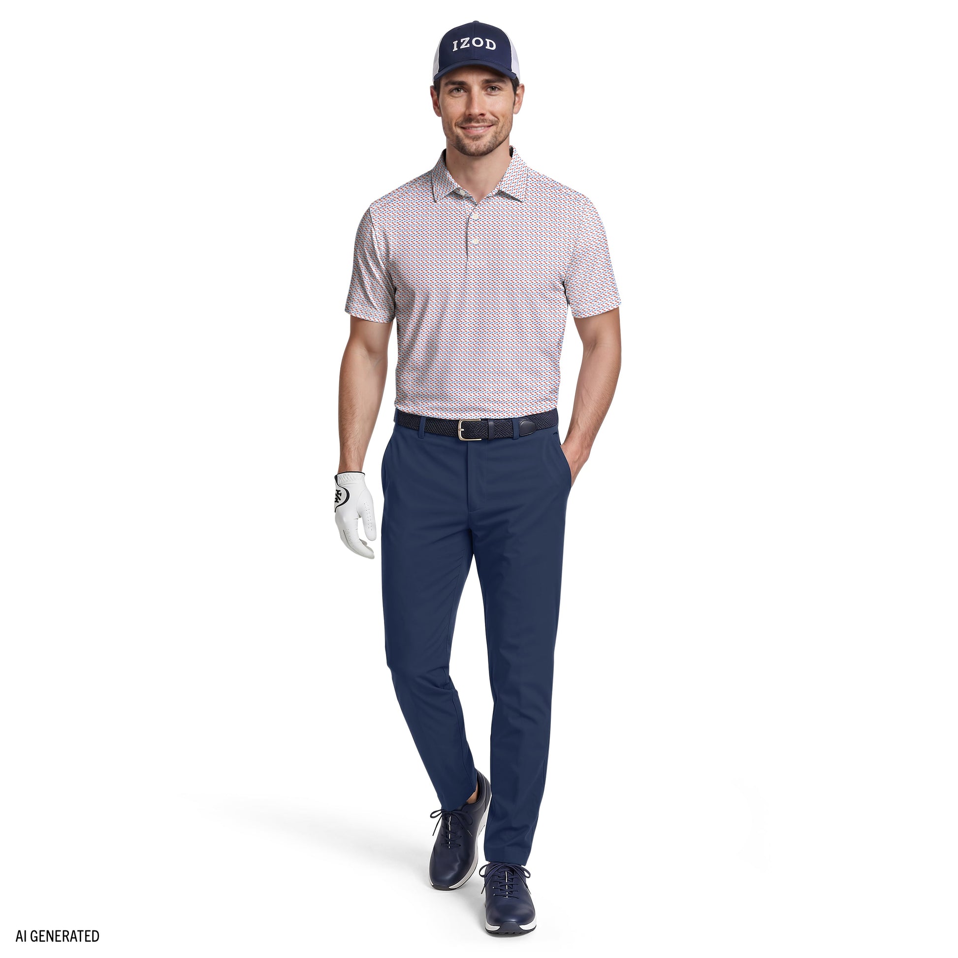 Izod GOLF SWINGFLEX ELITE SHORT SLEEVE PRINTED POLO - BRIGHT WHITE
