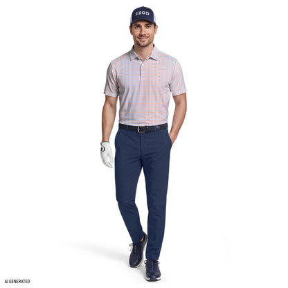 Izod GOLF SWINGFLEX ELITE SHORT SLEEVE PRINTED POLO - BRIGHT WHITE