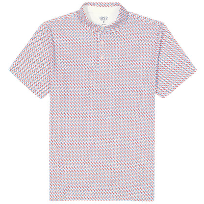 Izod GOLF SWINGFLEX ELITE SHORT SLEEVE PRINTED POLO - BRIGHT WHITE